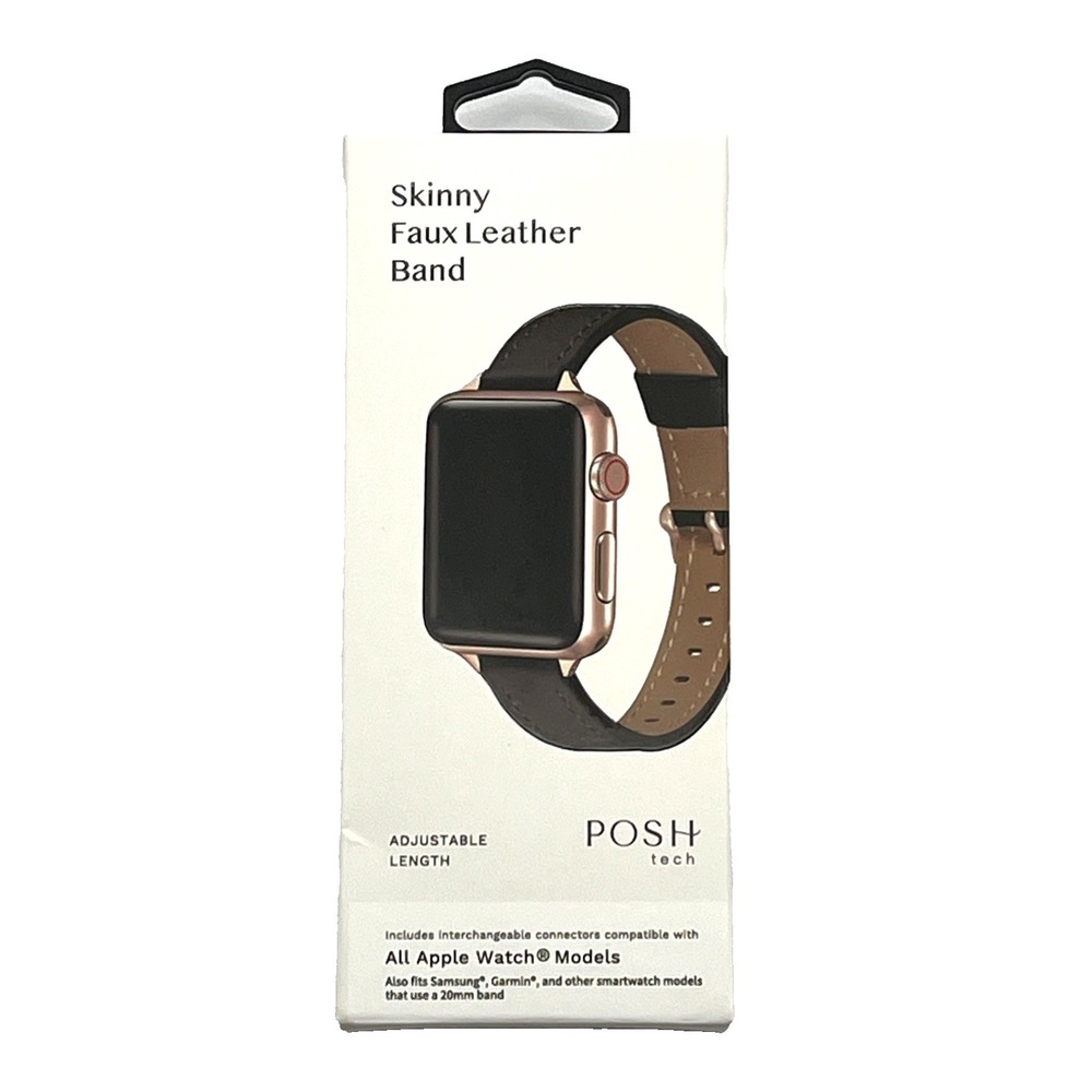 POSH Tech Skinny Faux Leather Band for Apple Watch 38mm 40mm 41mm – New Sealed